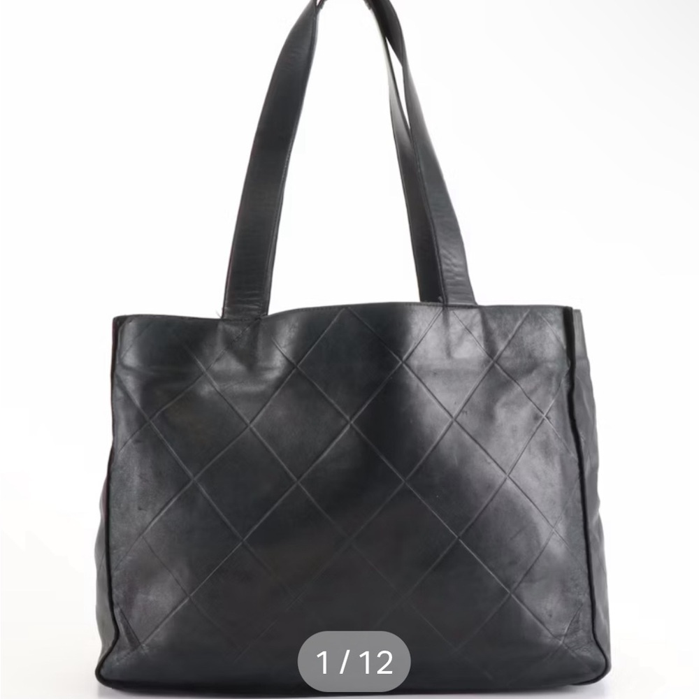 Vintage Chanel diamond pattern shoppers tote